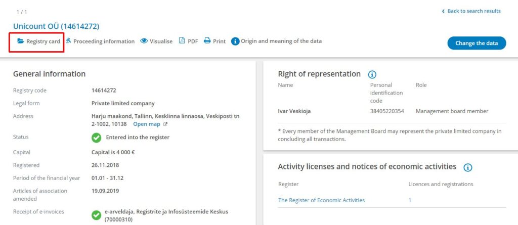 Register Estonian company